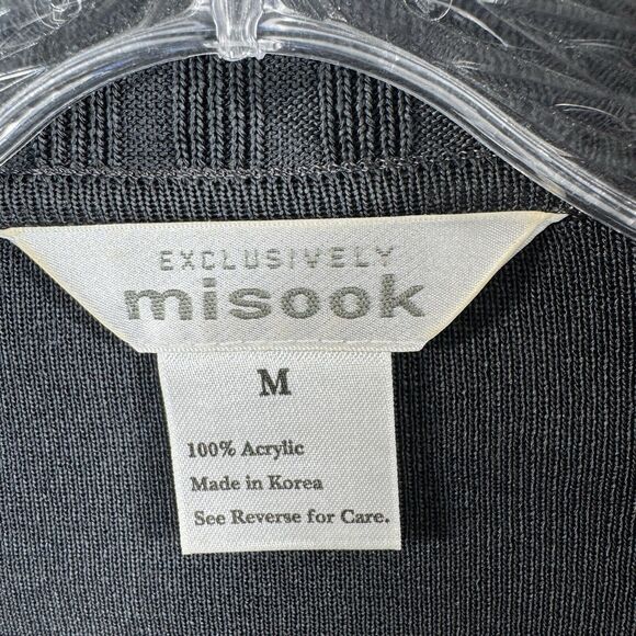 Exclusively Misook Blazer Cardigan Women's Medium Gray Black Button Collared - Picture 3 of 7